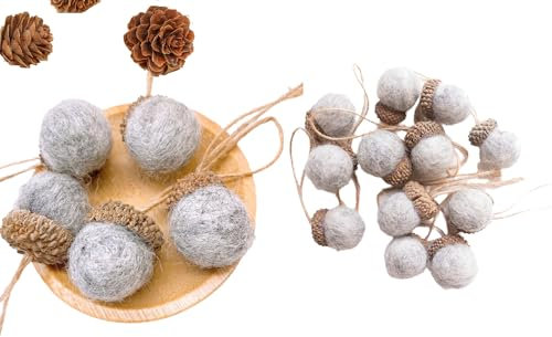 12 Stück Eicheln Anhänger im Scandi-Stil aus Filz, Handmade Herbstdeko Eicheln Filzanhänger Weihnachten Miniatur Weihnachtsdeko Weihnachtlicher Baumschmuck Winterdeko (07)