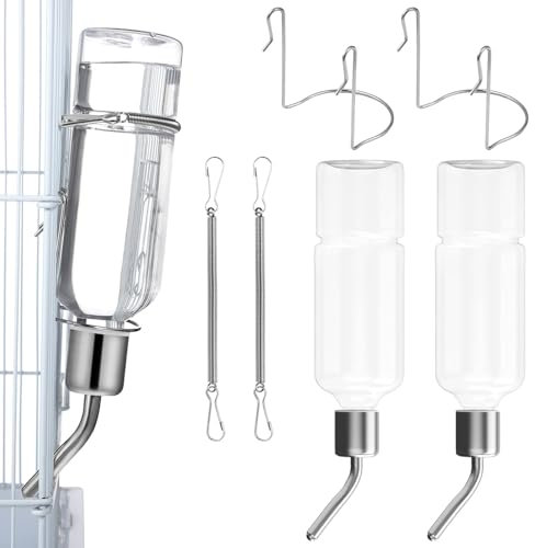Norhogo 2 Stück Hängende Haustiere Wasserflaschen, Trinkflasche Kaninchen, Automatischer Haustiere Wasserflaschen, für Nagetiere, Kaninchen, Hamster, Zwergkaninchen, Meerschweinchen Klar - 350 ml