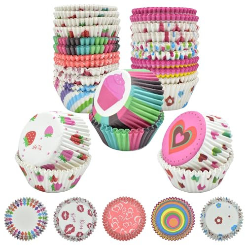 300 Stück Muffinförmchen papier,muffinförmchen papier，Cupcake förmchen,mini muffins papierförmchen，muffinförmchen，regenbogen deko，mini muffin förmchen