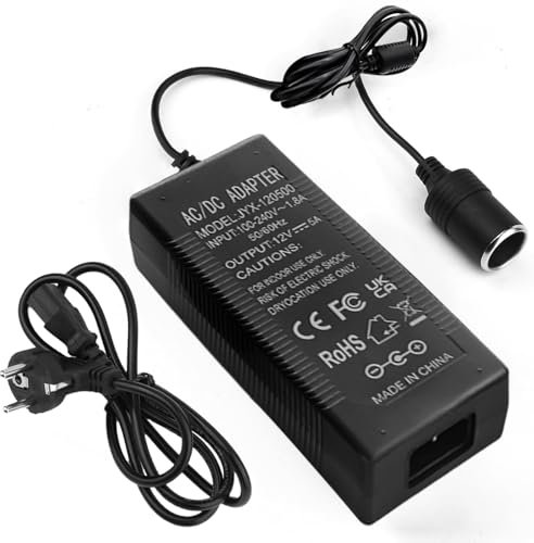 Spannungswandler 220V auf 12V: KFZ Netzadapter Wechselrichter 60W 12v 5A, KFZ Netzadapter AC-DC, Netzadapter zigarettenanzünder Steckdose für Luftkompressoren Tragbare Kühlschränke Autostaubsauger