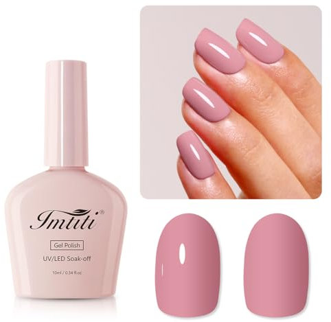 Imtiti Rose Vernis Semi Permanent, Rose Nude Vernis Gel UV Semi Permanent UV Led Soak Off Gel Nail Polish French Vernis À Ongles Gels Semi Permanents DIY Nail Art Kit 10ml