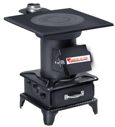 AISINILALAO Tragbarer Gusseisen -Campingholz, Holzbrennlager Holzofen Multi Purpose Ofen zum kochenden Wasser, Kochen und Erhitzen