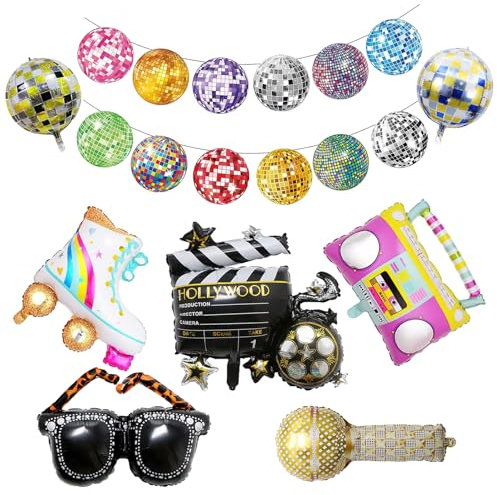 Decoraciones de Fiesta Radiante - Set de Globos Hinchables de Radio para Fiestas de los años 70, 80 y 90, con Foil Metálico - La Última Moda para Fiestas de Época