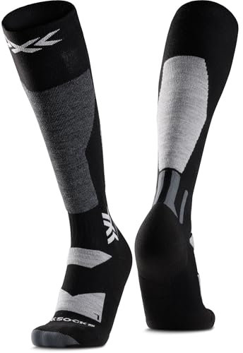 X-Socks Snowboard Discover OTC – Hochleistungs-Snowboardsocken mit O-Ring-Bandage – Ultimativer Komfort, Unterstützung & Stabilität beim Snowboarden & Wintersport - Schwarz/Hellgrau, 45-47