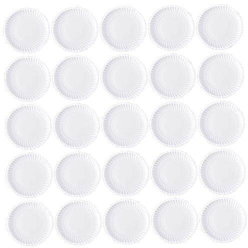 Toyvian 50pcs Drawing Doodle Paper Plate Paper Food Tray Graffiti Plates Paper Trays for Food Paper Dish Round Paper Party Plates Round Serving Platter Art Coloring Trays Paint Tray White