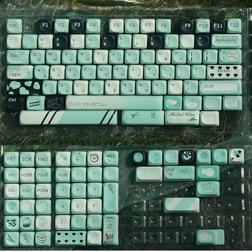 Xtroml PBT Green Keycaps Set MOA Profile Cute Keycaps Custom Dye-Sublimation Keyboard Keycaps for 60% 65% 70% 75% 100% Switches Mechanical Keyboard,A