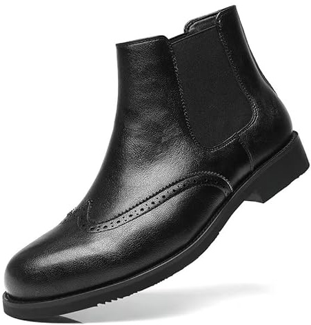 SANNAX Bottines Chelsea pour Hommes avec Bottines Chukka Vintage Sculptées Richelieu Demi-Bottine Oxford