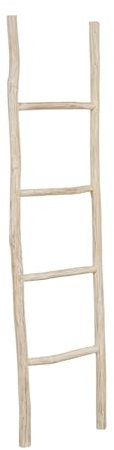 Biscottini Scaletta porta asciugamani bagno 150x3,5x37 - Scala Decorativa in Legno - Scala portasciugamani in Bambu - Scaletta legno appendi asciugamani - Scaletta portasciugamani da parete in Metallo