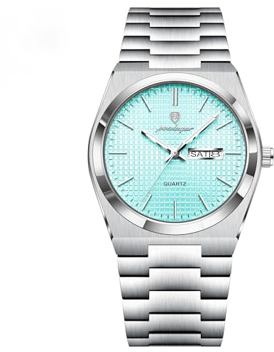 POEDAGAR Herren-Armbanduhr, modisch, Business, leuchtend, wasserdicht, Datum, Woche, Herren-Uhr, Edelstahl, lässig, Quarzuhren