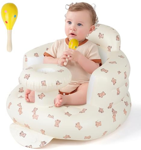 Wuciray Asiento Inflable para Bebé Portátil Sofá Hinchable Bebe de Suelo Camping Playa Viajes Alimentación Asientos para Sentarse Silla Inflable para Bebé Asientos Inflable para Bebes con Bandeja (5#)
