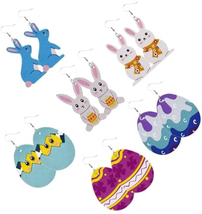 SHERCHPRY 6paare Osterhasen Ohrringe Niedliche Eierform Ohrringe Für Mädchen Perfektes Accessoire Für Ostern Und Festliche Anlässe