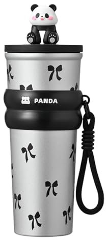 Ceprznvey Bottiglia d'acqua in acciaio inox, simpatica panda tumblers, portatile insulated Flask for Kids, Leakproof & Sturdy Travel Bottle, Hot & Cold Drink Storage, ideale per scuola, spiaggia, auto
