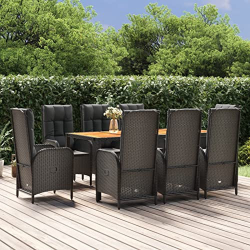 Festnight Gartenmöbel Set 8 Stühle mit Tisch Verstellbar Rattan Gartenmöbel Set 8 Personen Sitzgruppe Outdoor mit Hochlehner Terrassenmöbel Außen Garten Essgruppe Gartentisch mit Stühlen Set