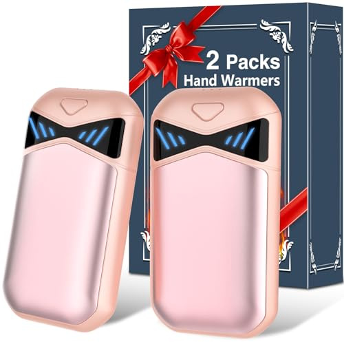 DDKJ Handwärmer Elektrisch 2er Set, Mini Elektronischer Taschenwärmer Wiederverwendbar Kompakt Hand Warmers Rechargeable Outdoor Taschenwärmer-Taschenofen Geschenk für mädchen Jungs Damen Herren Rosa