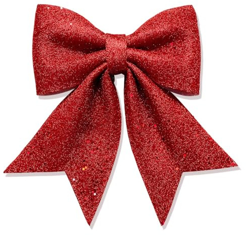 Fiocco Rosso Albero di Natale, 30 X 24 cm Fiocchi Natalizi Rossi, Fiocco Natalizi Grande per Ghirlanda di Natale, Decorazione Regalo