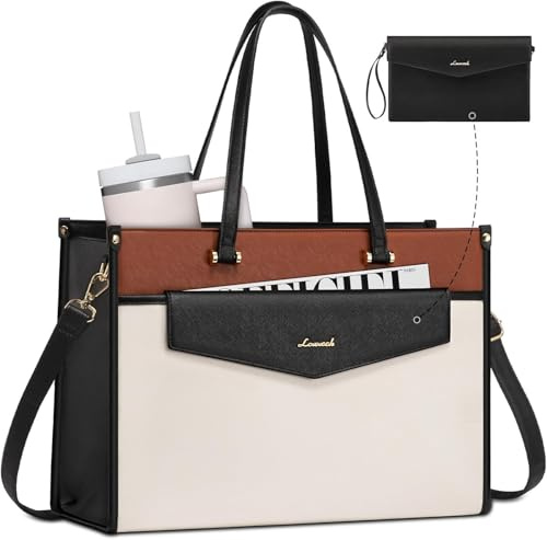 LOVEVOOK Laptoptasche Damen, Arbeitstasche Handtasche Groß | Großer Getränkehalter, professionelle wasserdichte Aktentasche, Handtasche, Geschenke für Business, Büro, Krankenschwester