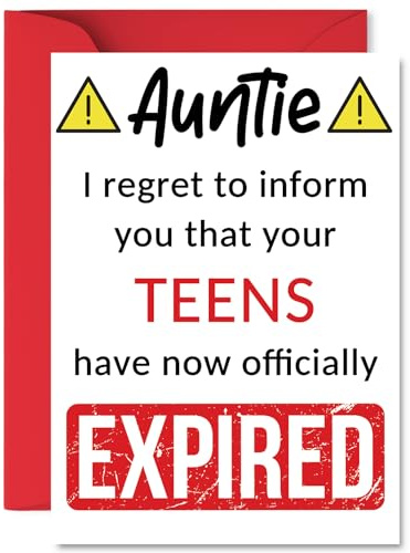 Funny 20th Birthday Cards for Auntie, Your Teens Have Expired | Happy Birthday Card for Aunt Auntie Aunty from Nephew Niece, A5 Banter Joke Humour Bday Greeting Cards Gift