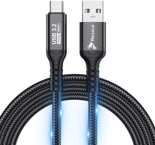 Reagle Cavo USB-A USB-C 5M, compatibile con Meta Quest 3/3S, Quest 2/Pro, Pico 4, PC Steam VR Accessori, USB-C 3.2 Gen2, 10 Gbps, PD 60 W, Quick Charge 3.0, 4.0