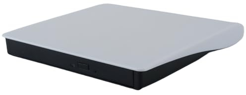 Ludom External CD DVD +/-RW Drive, USB 3.0 & USB-C Portable CD & DVD ROM Burner Player for Laptop and Desktop (White)