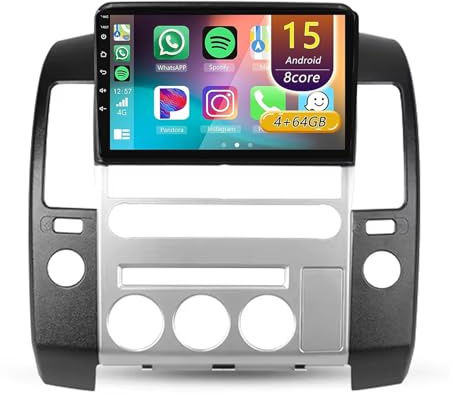 Android 15 Radio Coche,para Nissan Pathfinder R51/Navara 2004-2009 con Carplay Android Auto, Radio Táctil de 9 Pulgadas con GPS Navi WiFi Bluetooth Cámara SWC(B 4core(4G+64G))