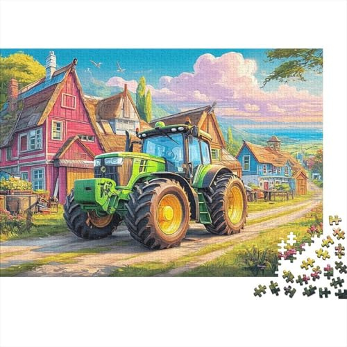 Landschaftliche Traktorszene 1000 Stück Kreative Herausforderung Jigsaw Puzzle, Cartoon Farm Landschaft Stil Bildungsspiele Für Erwachsene, Heimdekoration 38x26cm/1000pcs