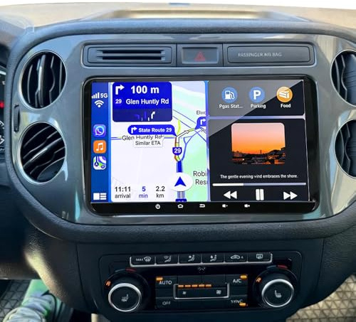 9 Inch Android 14 Radio Coche 2 DIN para VW Tiguan 2007-2015 con Wireless Carplay Android, 4+64G Touchscreen Android Car Radio GPS Navi Head Unit Bluetooth FM/RDS Backup Camera Miror Link