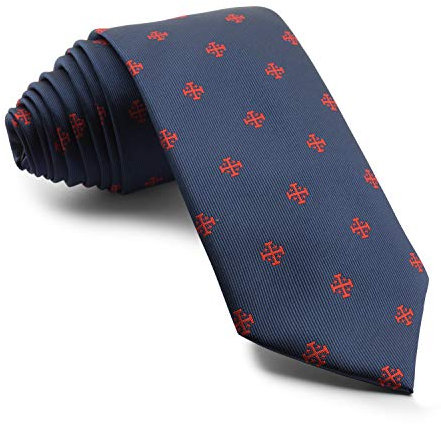 Cencibel Smart Casual Krawatte Kreuz von Jerusalem oder des Heiligen Grabes, Marineblau / Rot, One size