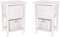 LIVIVO Single White Shabby Chic Style Wooden Bedside Cabinet Table Single Drawer Wicker Storage Basket - No Assembly Required (Set of 2)