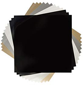 Cricut Glitter Iron On Vinyl Sheets, 12x 12 (12), DIY Supplies - All Occasions Value Pack - Black, White, Silver, and Gold