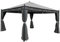 Gazebo pergola baldacchino moderno elegante Cadice acciaio poliestere 4x4m grigio con zanzariere e tende