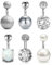 Longita 14G Kurz Bauchnabelpiercing Chirurgenstahl Opal Perle CZ Stab 6mm Damen Mädchen Bauchnabel Piercing Bananabells Köperschmuck Piercing 6 Stück-Silber