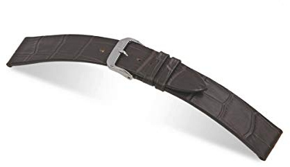 RIOS1931 Herren Uhrenarmband Miami Mod. 35 Alligatorennarbung geprägt Breite 18 mm Länge 114/82 mm Farbe Mokka