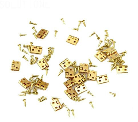 BYFRI 20pcs Mini Métal doré Charnière 10x8mm avec 80pcs Vis 1/12 Maison Miniature Meubles Laiton Charnière Dollhouse Placard