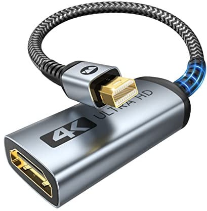 WARRKY 4K Adaptateur Mini DisplayPort vers HDMI, | UHD, 2K 60Hz, 1080P 120Hz | Thunderbolt vers HDMI Compatible avec MacBook Air/Pro, Mac Mini, iMac, Surface Pro/Dock, Moniteur/Projecteur/TV