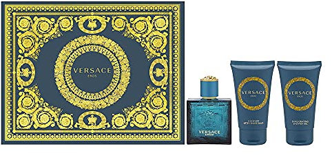 Versace Eros, Eau de Toilette Spray 50 ml + After Shave Balm 50 ml + Duschgel 50 ml Geschenkset für Herren