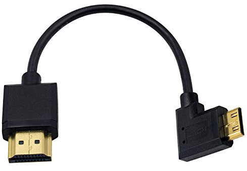 Duttek Cavo da mini HDMI a HDMI standard, cavo HDMI a mini HDMI, ultra sottile ad angolo retto da 90 gradi, mini HDMI maschio a maschio HDMI, supporto 4K Ultra HD, 1080p, 3D (HDMI 2.0) (15 cm)