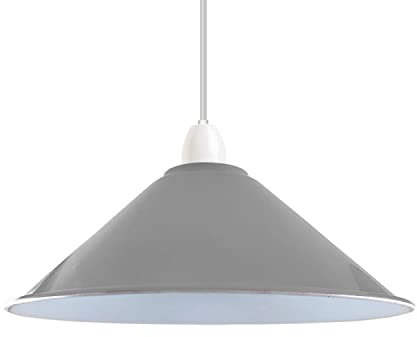 Retro-Vintage-Lampenschirm, Metallkegel, Einfache Installation, Industrieller Stil, 4 cm E27-Aufhängeloch, Für Küche, Wohnzimmer, Bar, Flur (Grau)