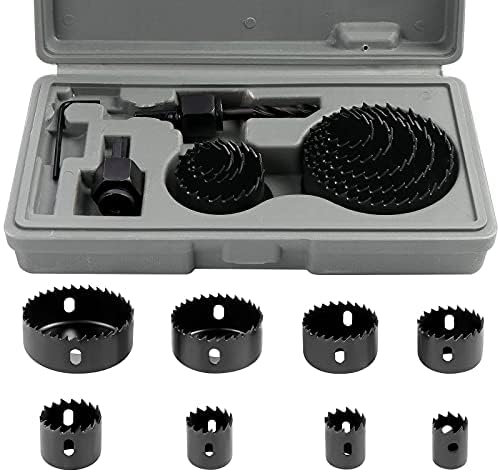 SHEENO Lochsägen-Set, 11-teiliges Lochsägen-Set, Kohlenstoffstahl, Lochsägen-Set, für Holz, Gipskarton, Kunststoff, NE-Metalle (19-64 mm)