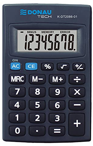 Taschenrechner DONAU TECH/ K-DT2086-01 8-Stellig Wurzelfunktion/ 85x56x9mm/ Farbe: Schwarz/ Rechner mit 8-stelliger Anzeige/ Batteriebetrieb / Kompaktes Design