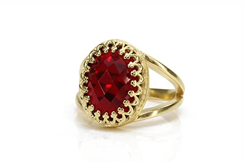 Anemone Jewelry Auffallender Garnet Ring in 14k Gold Gefülltem Ringband - Januar Geburtssteinringe Handgefertigt von Erfahrenen Handwerkern - Größen 3-12,5 - Garnet Schmuck für Jeden Anlass