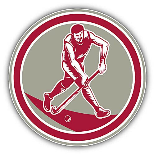 20cm! Hochwertiger Kühlschrank-Auto-Aufkleber Sticker Cartoon Comic Feldhockey Spieler UV&Waschanlagenfest Decal