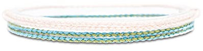 Made by Nami Surfer Fußband 2-er Set Damen & Herren - Dünnes Boho Hippie Fußkettchen geflochten- Handmade Strand Festival Accessoires - 100% Wasserfest & Verstellbar (Beige & Grün)