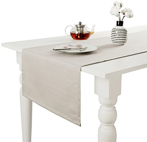 Miss Savon Tischläufer Grau - Modern Leinenoptik Tischdecke Pflegeleichte Decke Frühling für Essticsh Fleckschutz Tischtuch abwaschbar Party Urlaub Dekoration (45 x 160 cm, Grau)