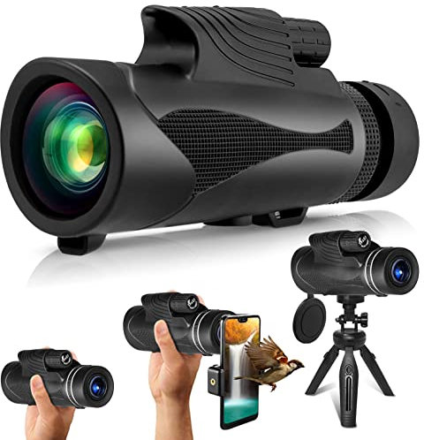Monocular Telescope, Monoculars For Adults, High Power 10x42 HD Monocular Telescope For Mobile Phone, Waterproof Telescope-BAK4 Prism for Bird Watching, Camping,Traveling, Concerts (Model 02)