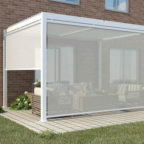 Lateral para pérgola 3 x 4 bioclimática de textileno, 370 x 218 cm, color blanco