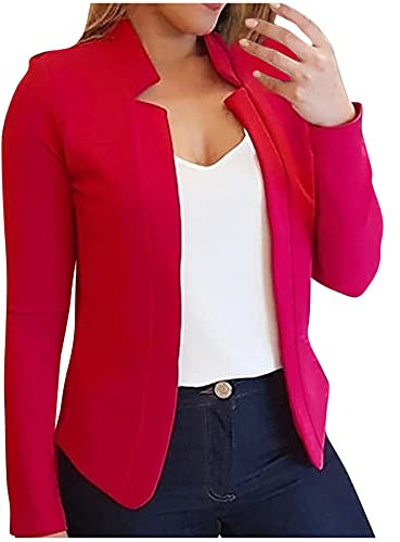 Femmes Blazer Veste Casual Revers Ouvert Avant Cardigan Blazer Plain Regular Fit sans Col Veste De Costume Solide Travail Bureau d'affaires Invités De Mariage Costume Veste Dames
