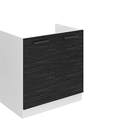 Belini SDZ Meuble Sous Évier de Cuisine 80 cm - Sans Plan de Travail avec 2 Portes - Ébène Royal