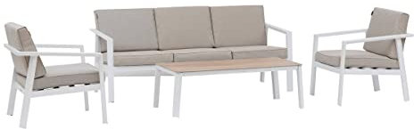 Hespéride - Gartengarnitur Pavane Weiß - 5-Sitzer - Ficelle/Weißer Beige