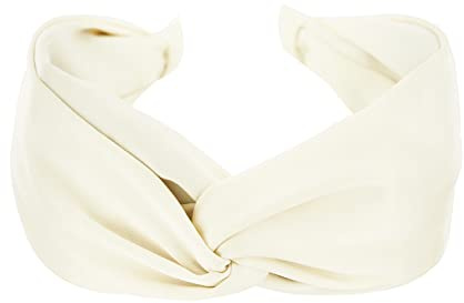 axy Breiter Haarreif mit raffinierten Knoten - Satin bezogen - Damen Haarreifen Stirnband Haarschmuck HRD3 (Cremeweiss)
