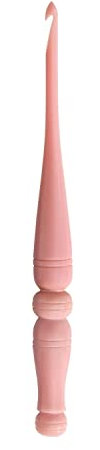 Ommi Stromlinienförmige Häkelnadel mit ergonomisch geformten Griff | Handgefertigte Häkelnadel, 17,8 cm Länge, Stricknadel, Kunsthandwerk | Tolles Geschenk! (Pink, 7 mm)